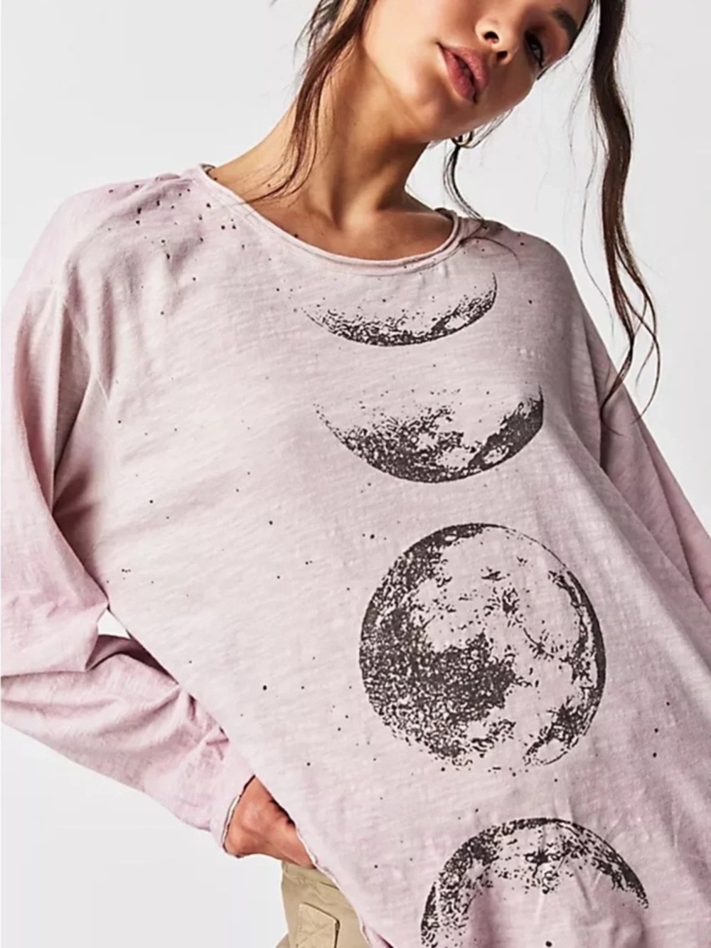 ✨  Magnolia Pearl Moon Phases Stars Tee Pink Celestial OSFM Boyfriend